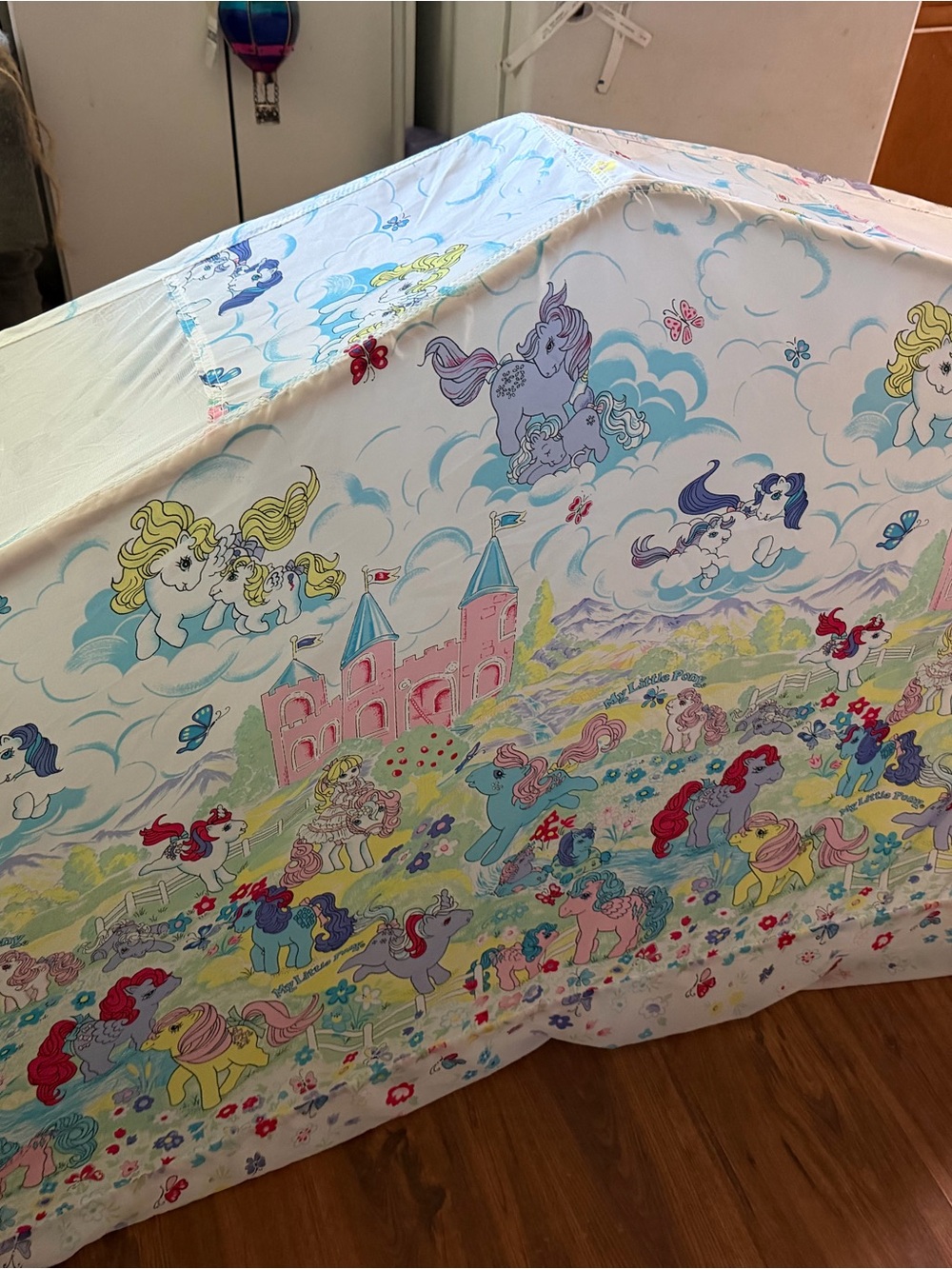 Vintage My Little Pony Pastel Castle & Ponies twin bed tent - Pink, Blue, Yellow